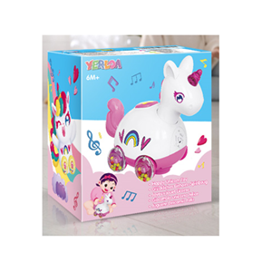 اسباب بازی نوزادی پونی چرخ دار موزیکال Yerloa Musical Unicorn Crawling _اسباب بازی نوزادی